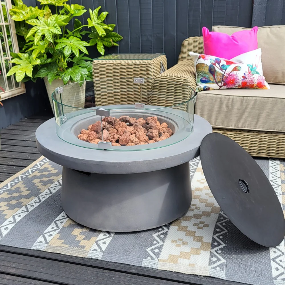 San Antonio Gas Firepit Bowl in Grey - FREE Wind Guard - Image 4