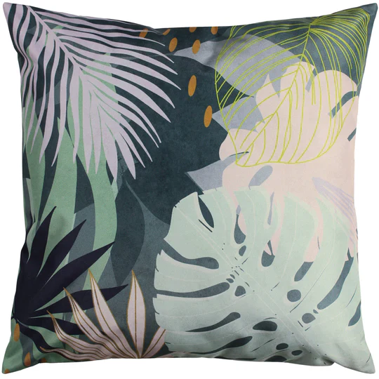 Leafy Outdoor Scatter Cushion - Teal - Image 3