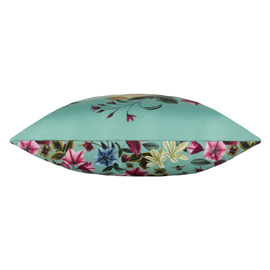 Midnight Garden Birds Outdoor Scatter Cushion - Aqua - Image 3