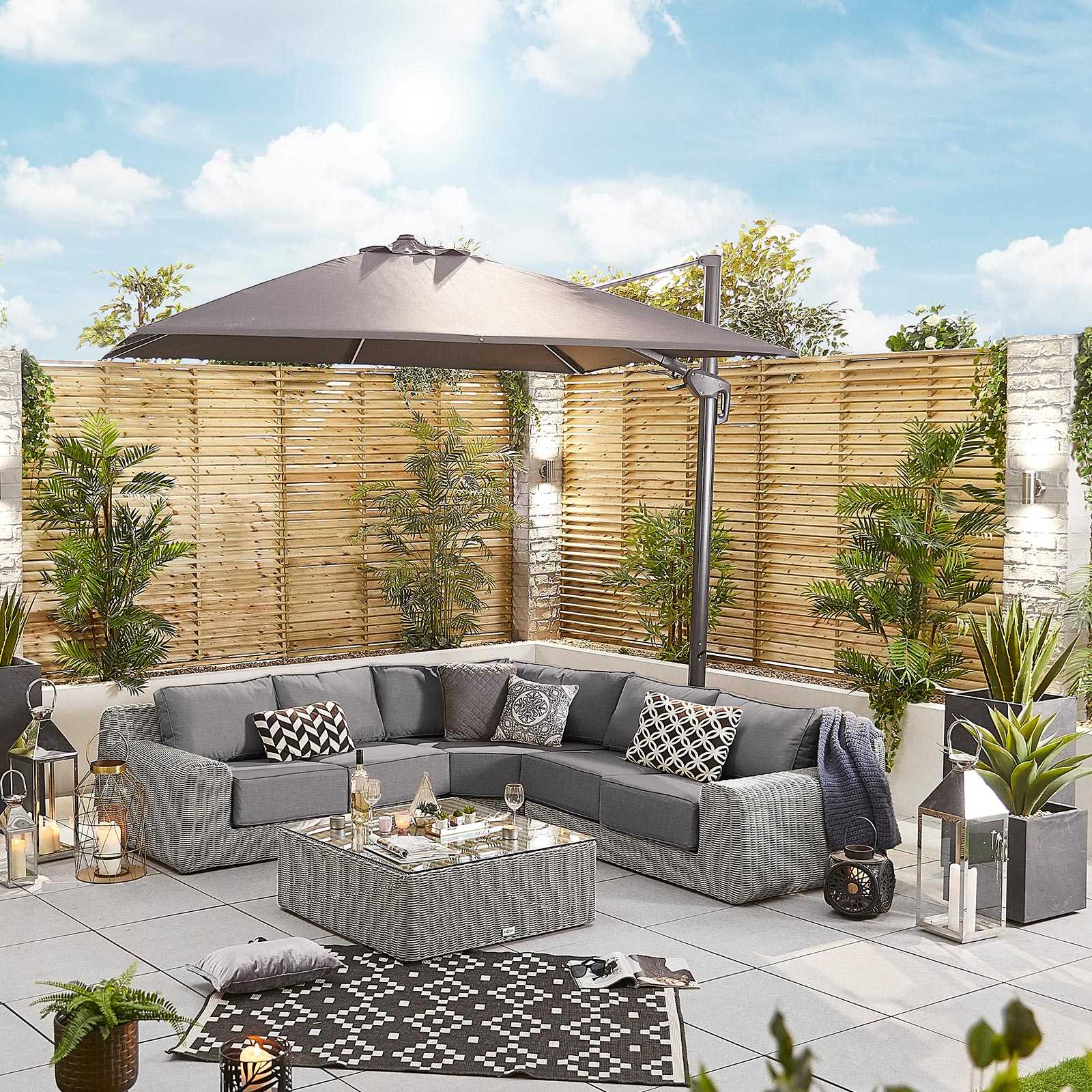 Nova | Galaxy 3m Square Cantilever Parasol with LED Lights in Grey - Image 10