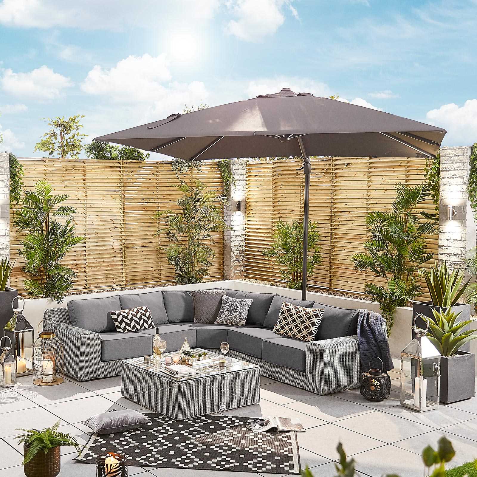 Nova | Galaxy 3m Square Cantilever Parasol with LED Lights in Grey - Image 7