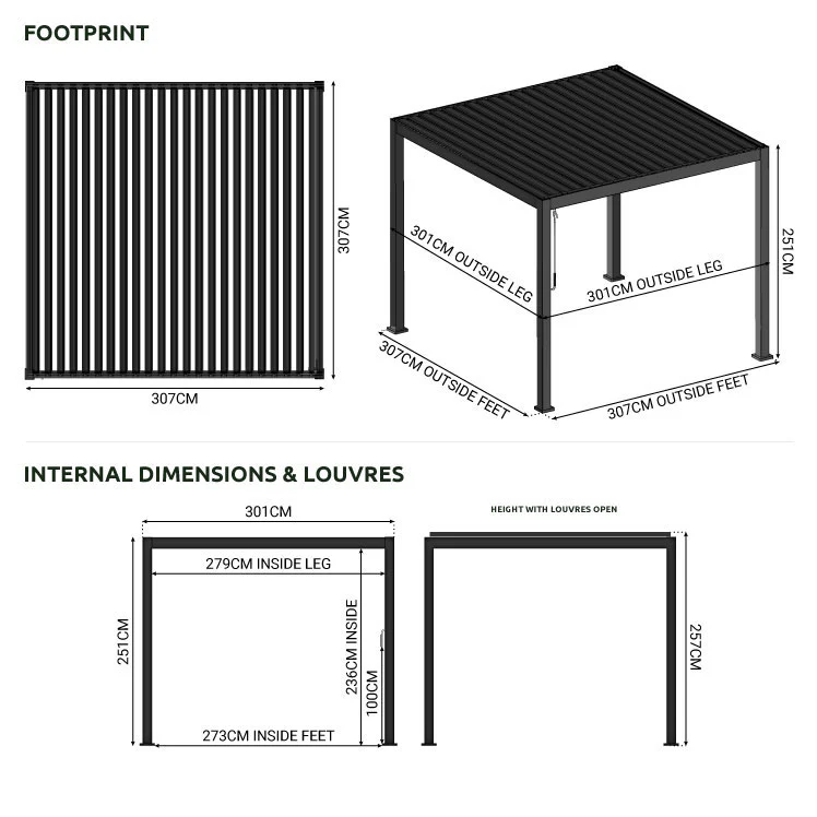Titan Pergola, Strong Aluminium (Not Steel) - 3m x 3m | Nova - Image 16