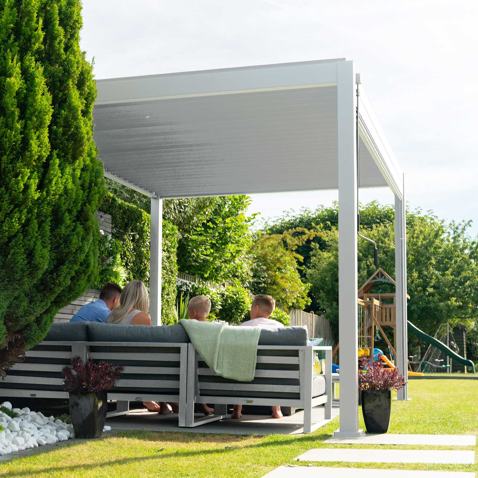 Titan Aluminium Metal Pergola in Chalk White - 3.0m x 3.0m Free Standing - Image 14