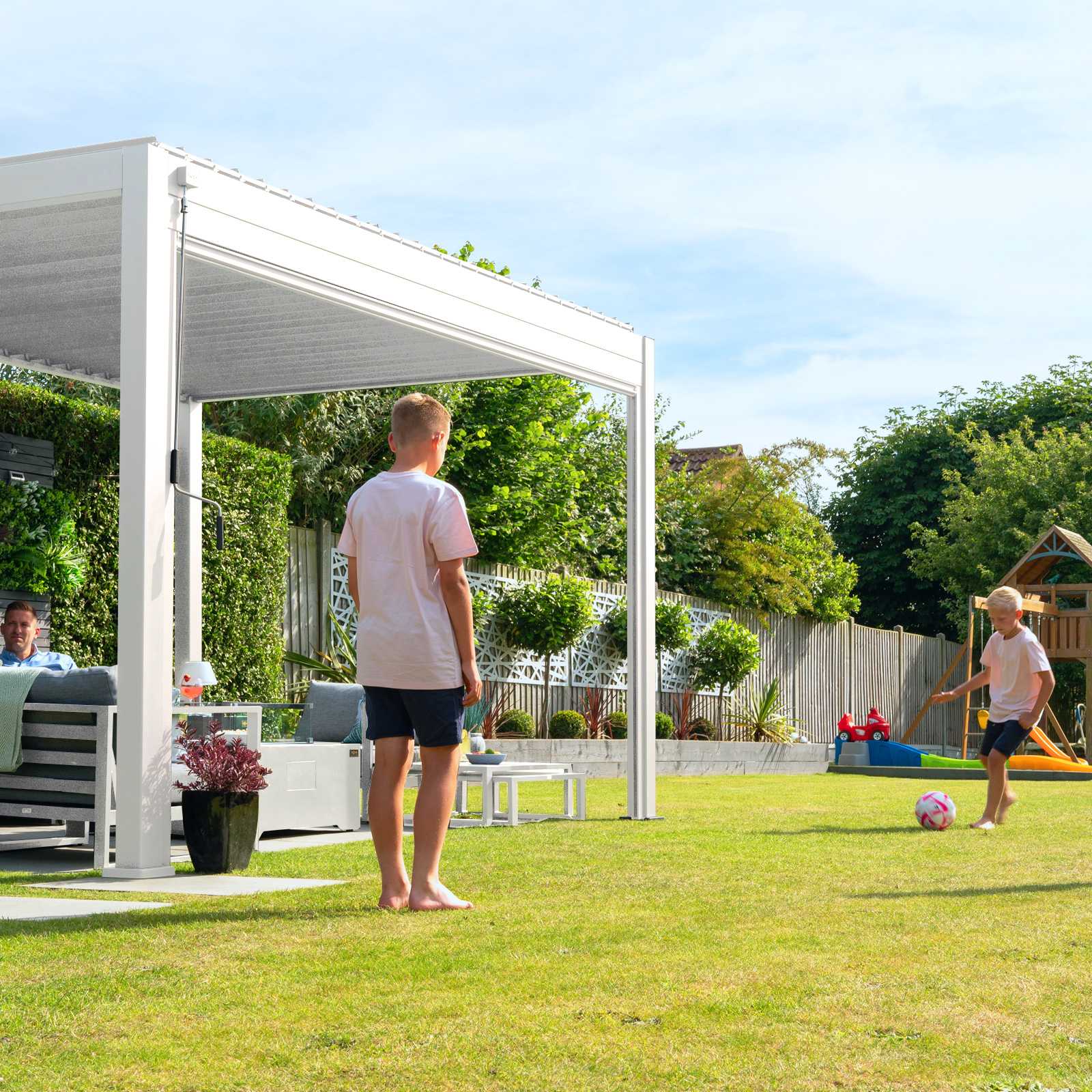 Titan Aluminium Metal Pergola in Chalk White - 3.0m x 3.0m Free Standing - Image 3