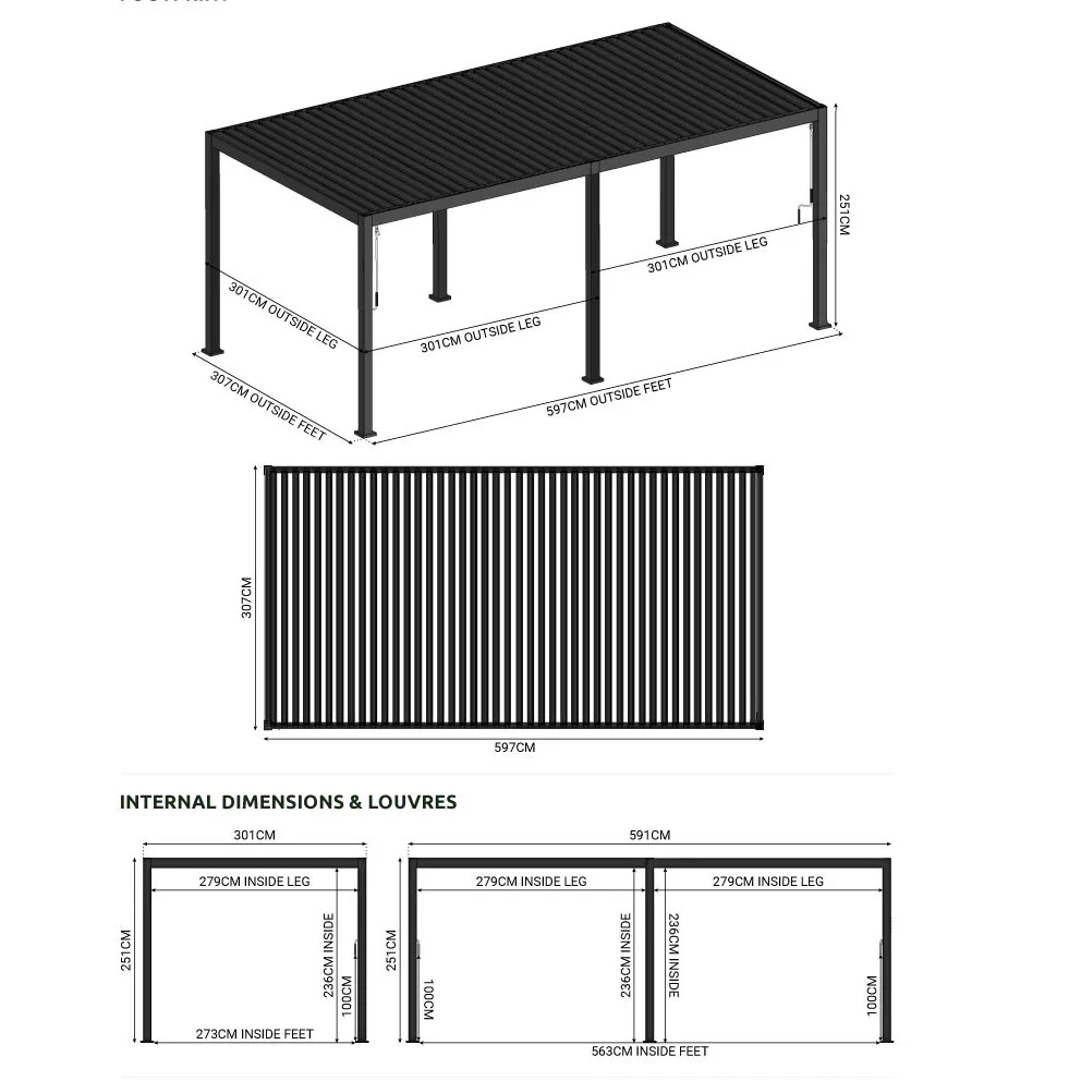 Titan Pergola, Strong Aluminium (Not Steel) - 3m x 6m | Nova - Image 12