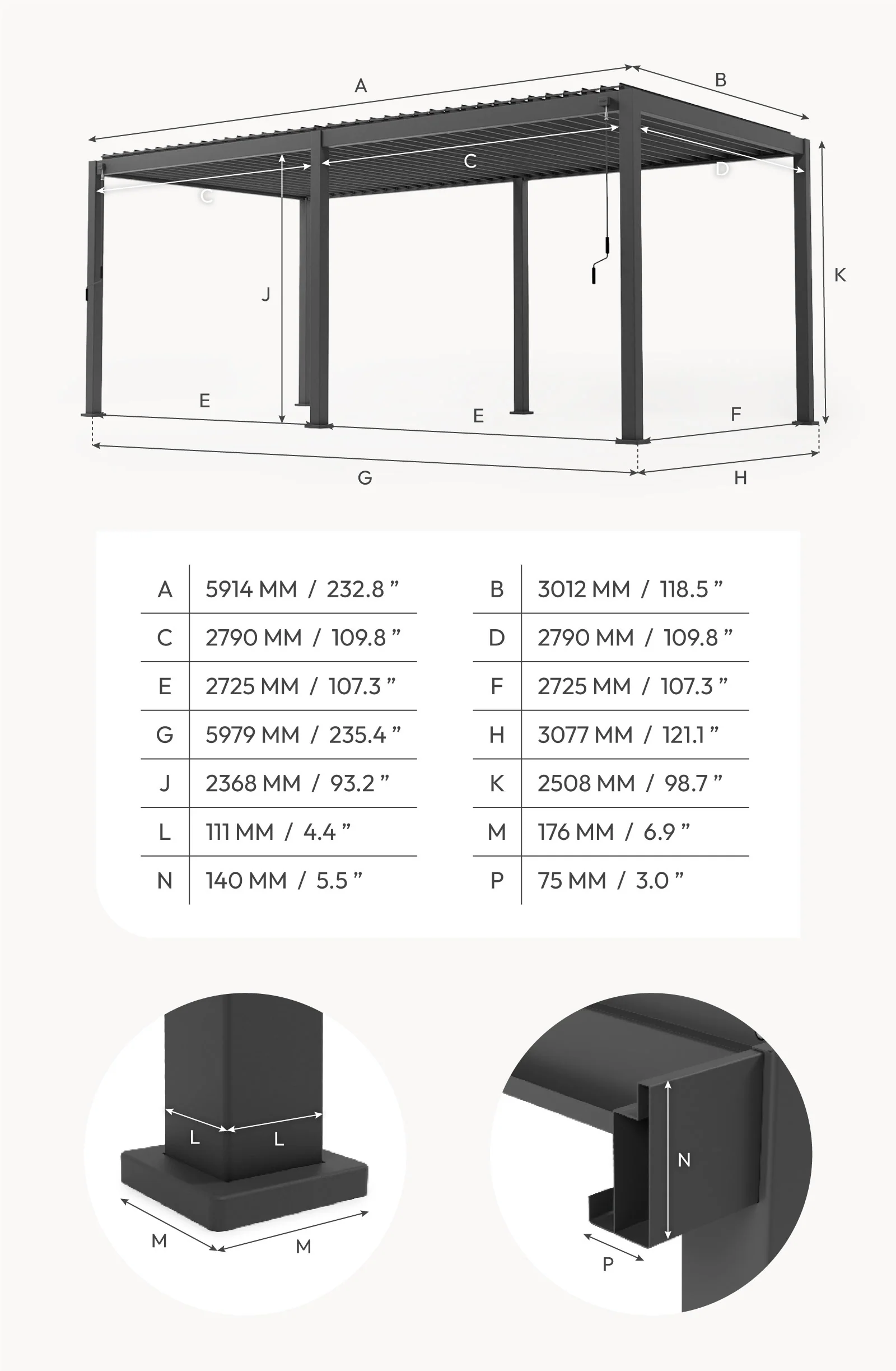 Titan Pergola, Strong Aluminium (Not Steel) - 3m x 6m | Nova - Image 18