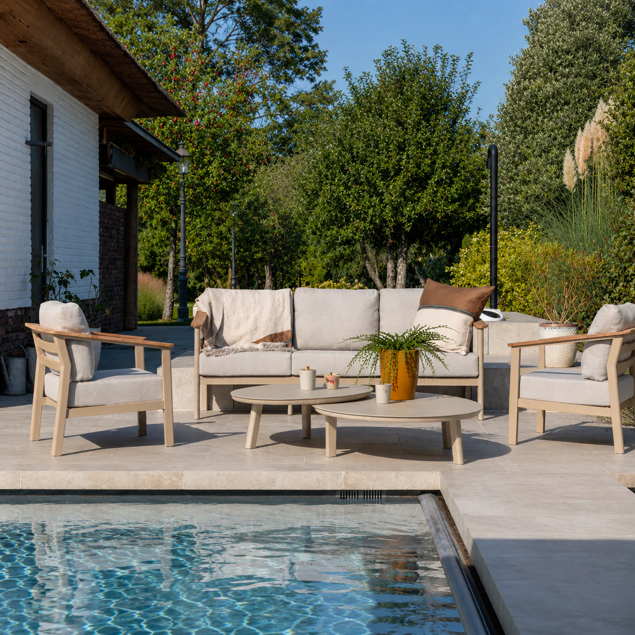 Olivia Outdoor Lounge Set with Monroe Tables & Footstool by 4 Seasons Outdoor
