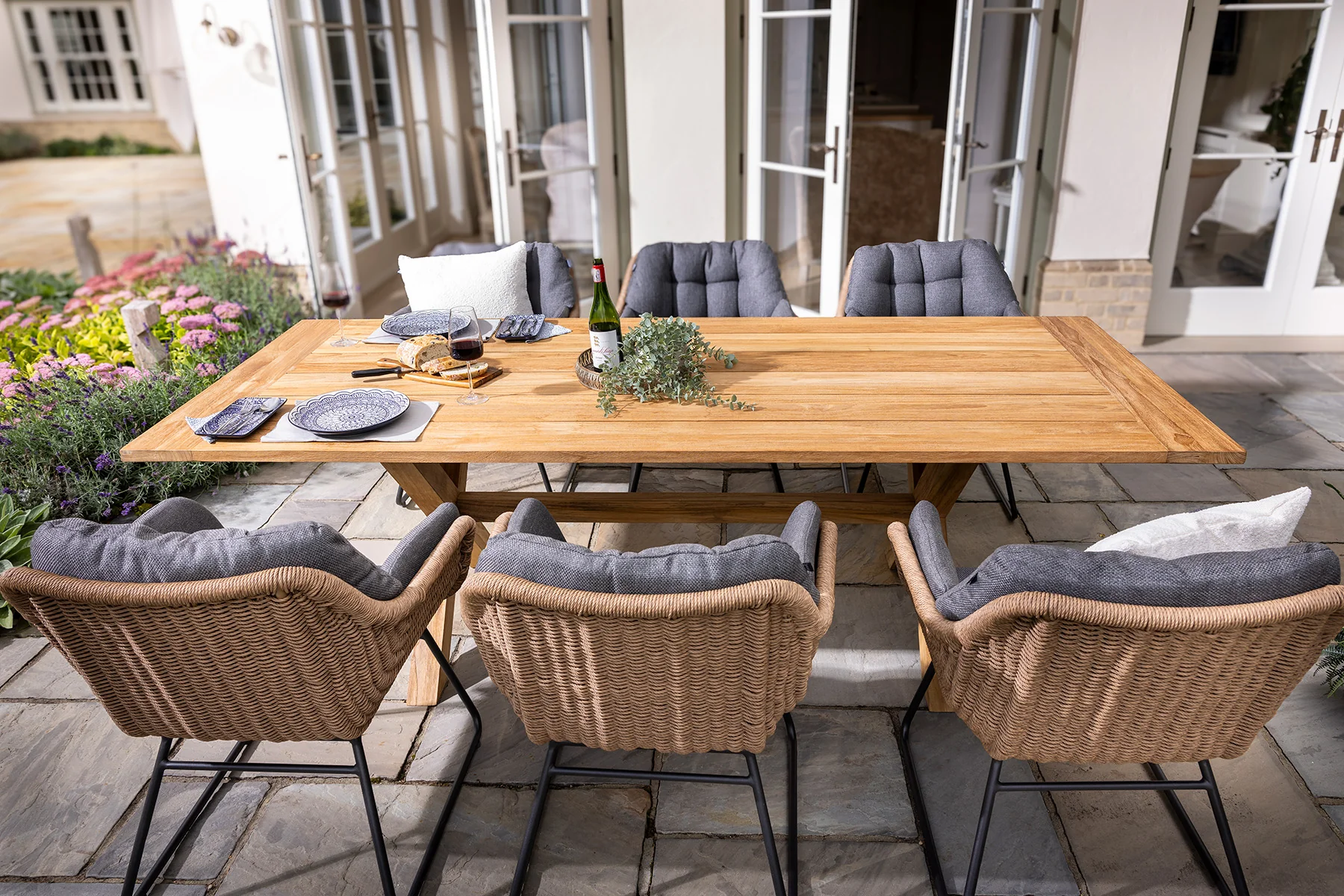 Outdoor 6 Seat Dining Set with Teak Regis Table - Rayo By Hartman - Image 6