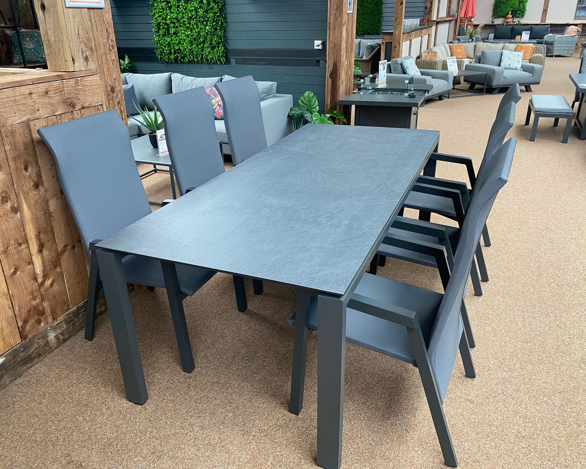 Outdoor 6 Seat Grey HPL Goa Table with Venice Chairs