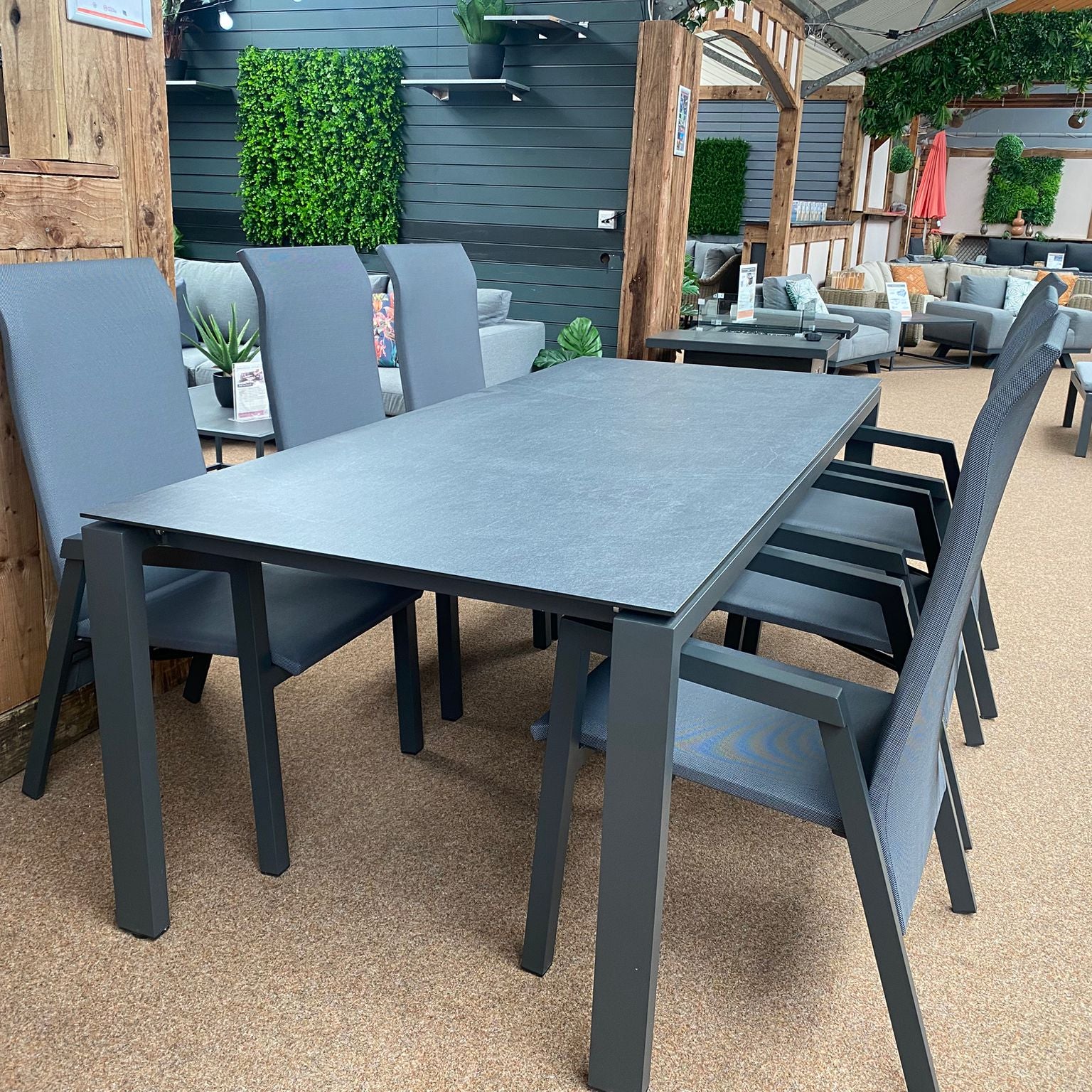 Outdoor 6 Seat Grey HPL Goa Table with Venice Chairs - Image 2