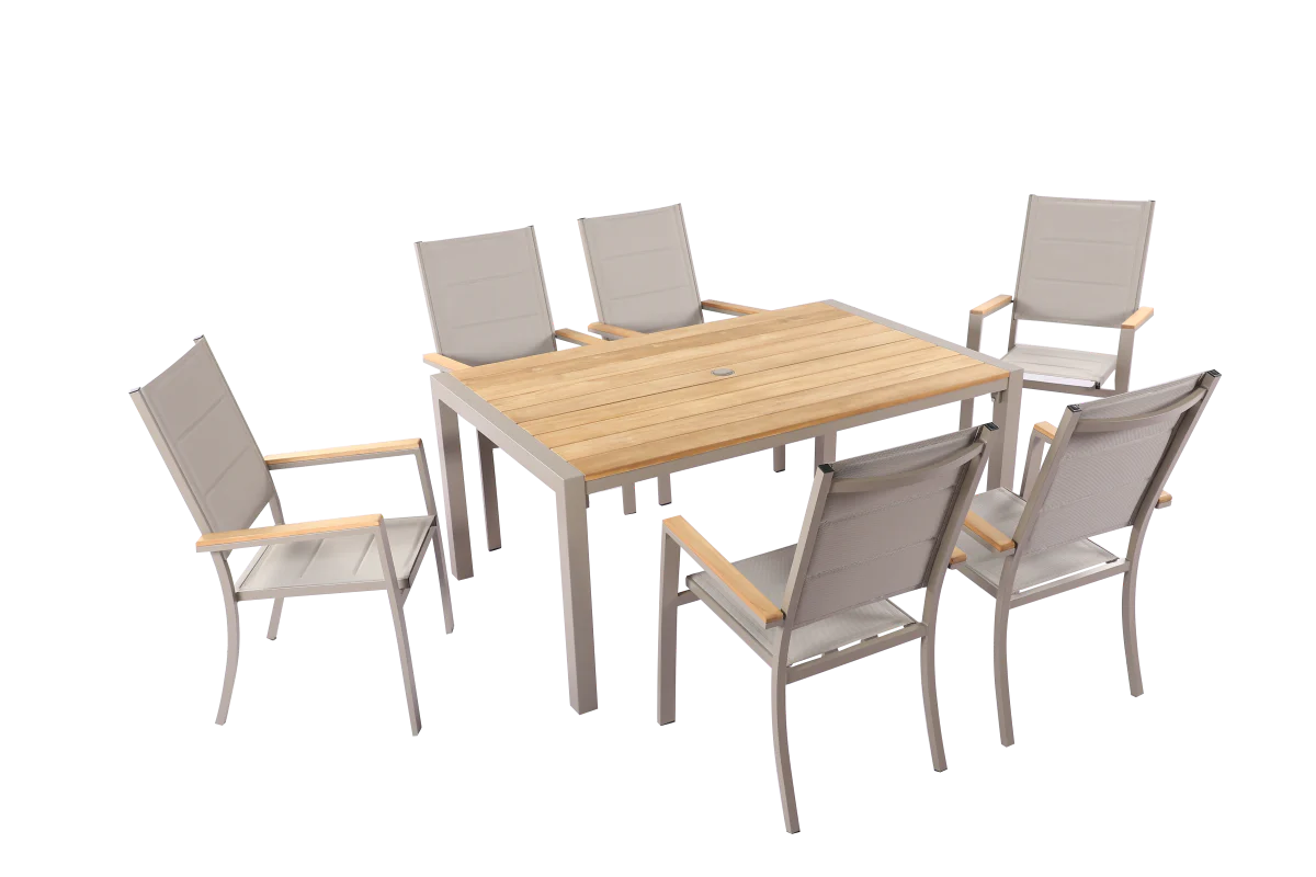 Outdoor 6 Seat Rectangular Dining Set | Ezra By Hartman - Image 11