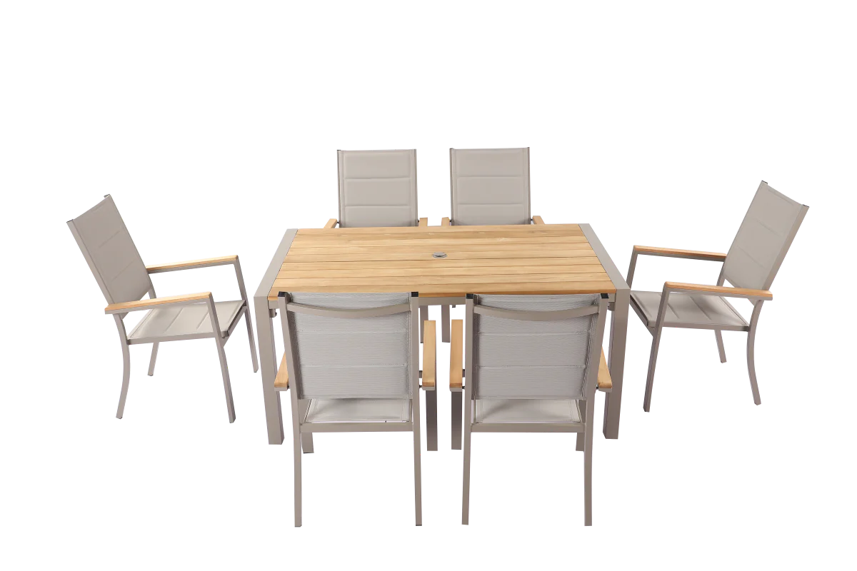 Outdoor 6 Seat Rectangular Dining Set | Ezra By Hartman - Image 12