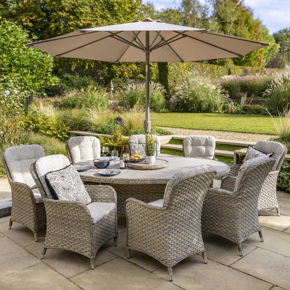 Outdoor 8 Seat Elliptical Dining Set - Eton By Hartman - Image 6