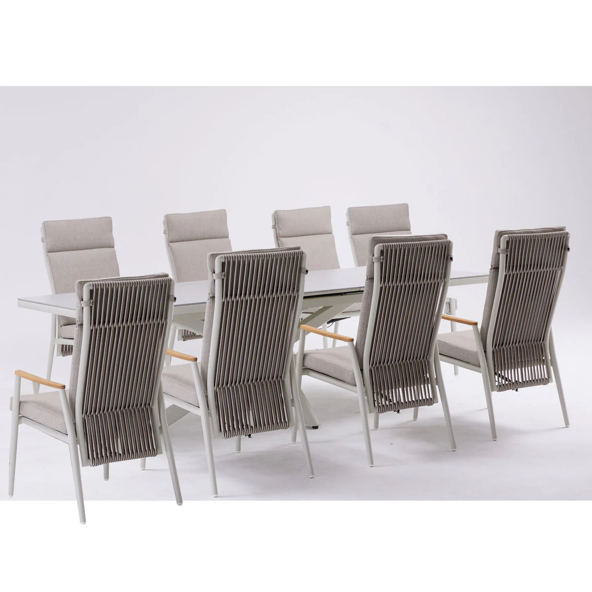 EX-DISPLAY Outdoor 8 Seat Reclining Dining Set with Extending Table - Arnside By Vila - Image 4