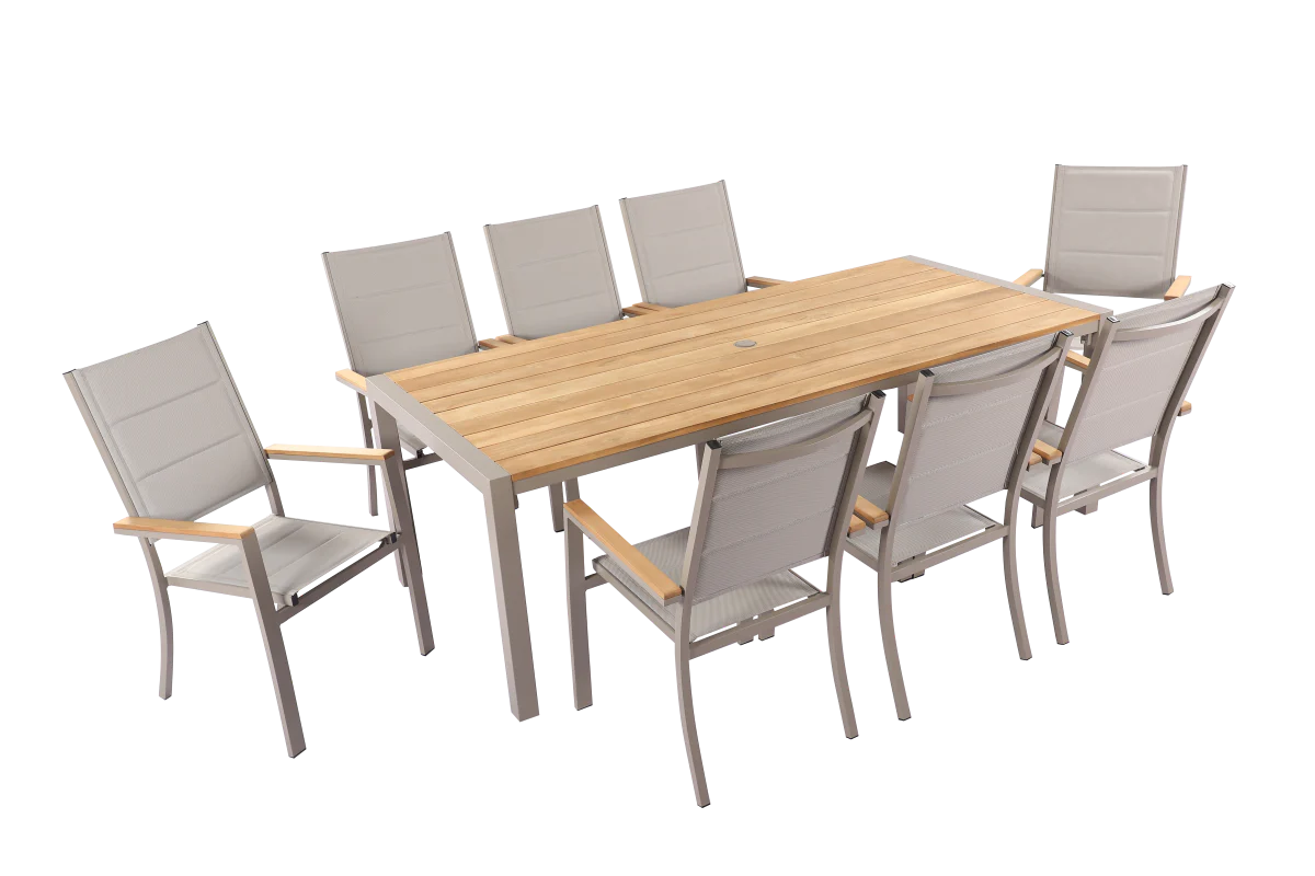 Outdoor 8 Seat Rectangular Dining Set | Ezra By Hartman - Image 12