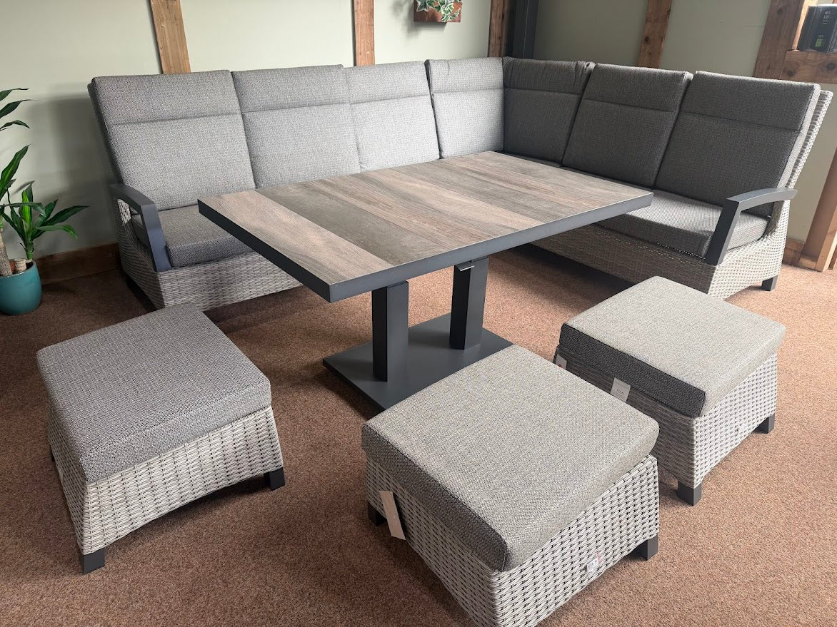 Outdoor Modular Corner with Adjustable Table in Pewter | Kendal By Vila - Image 4