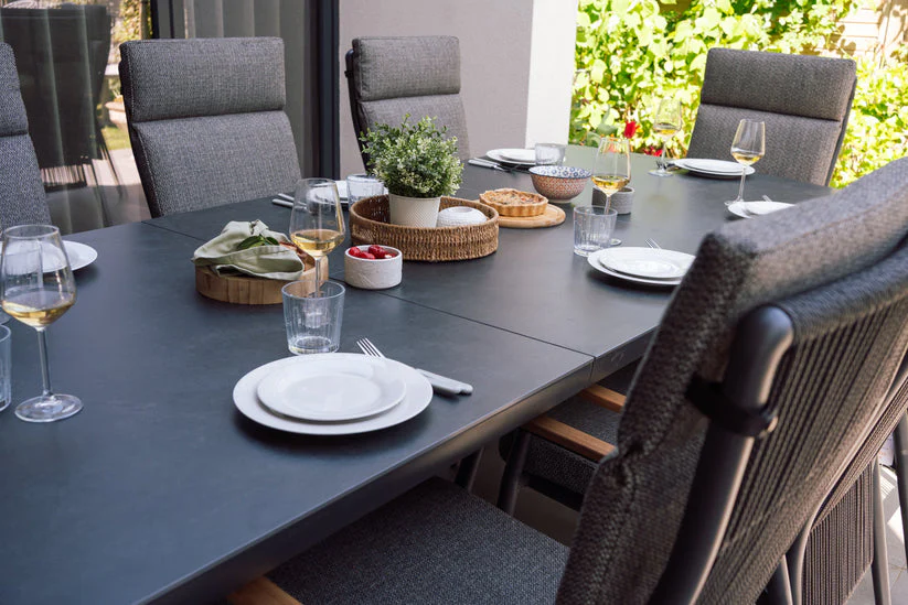 Outdoor Extending Dining Table In Grey Sintered Stone Top - Kendal By Vila - Image 2