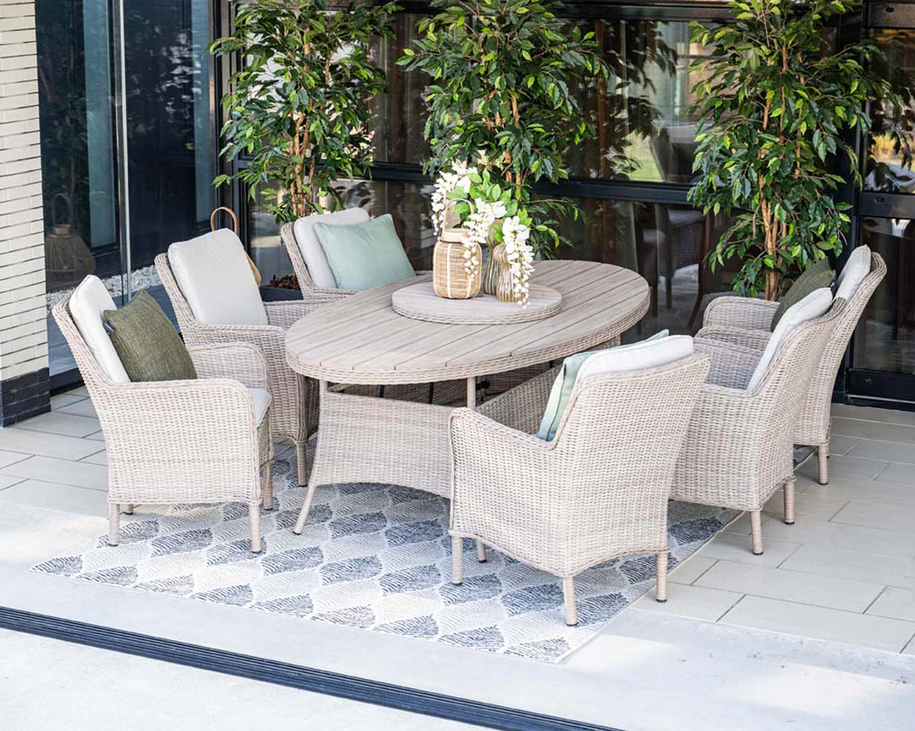 Outdoor Jersey 6 Seat Oval Dining Set | Garden Impressions - Image 2