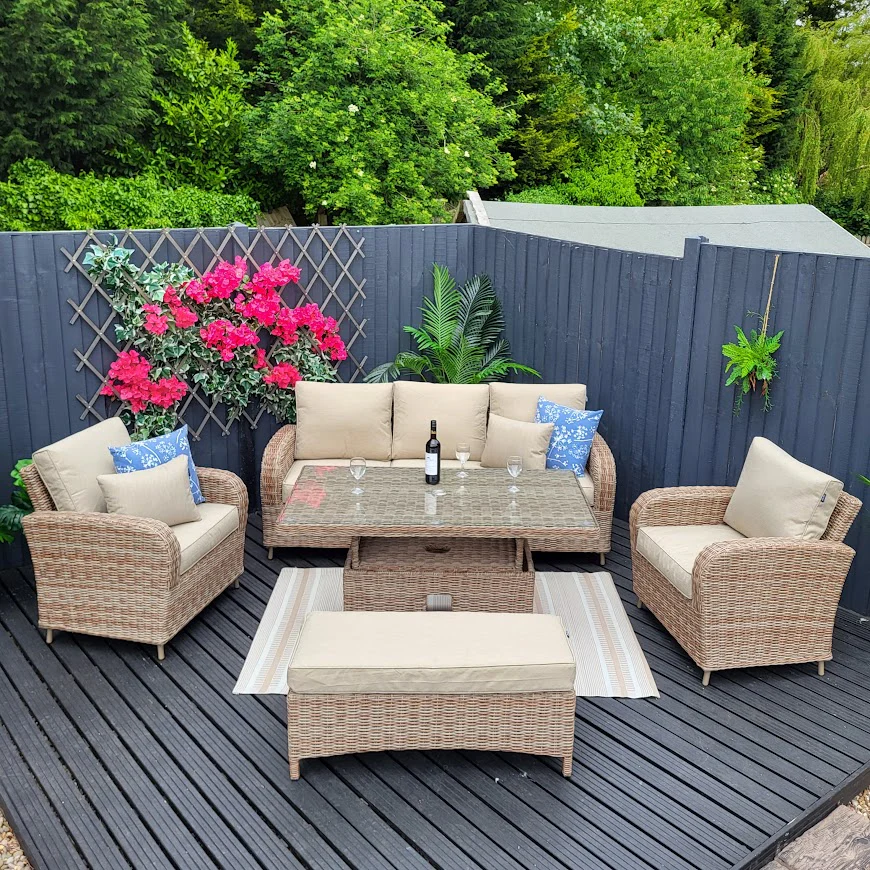 Outdoor 3 Seat Lounge Set with Adjustable Table & Bench - Haven Cotswold By Harbo - Image 2