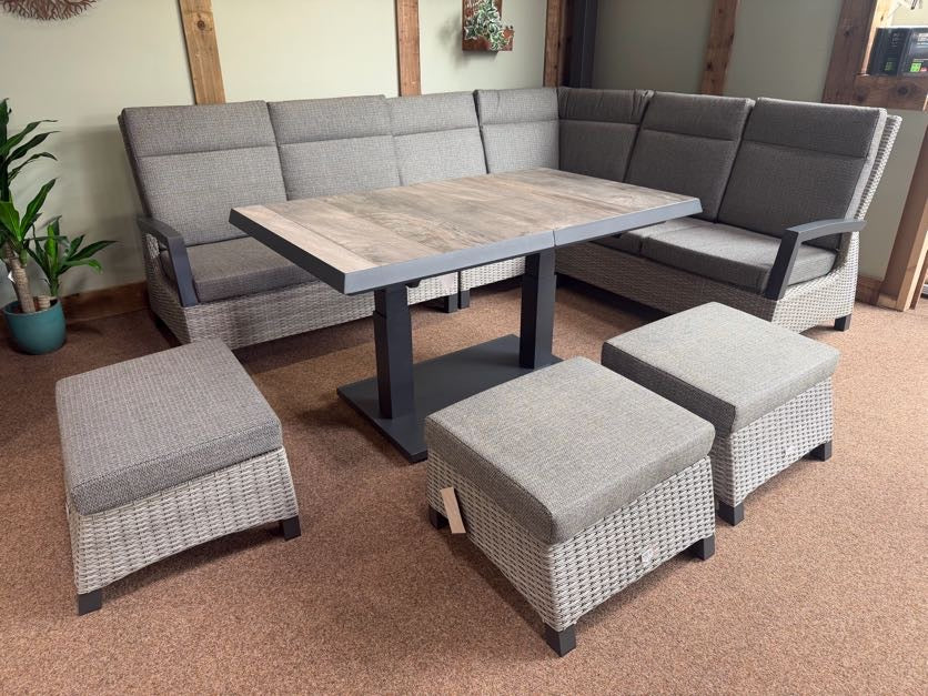 Outdoor Modular Corner with Extending & Height Adjustable Table in Grey | Kendal By Vila - Image 5