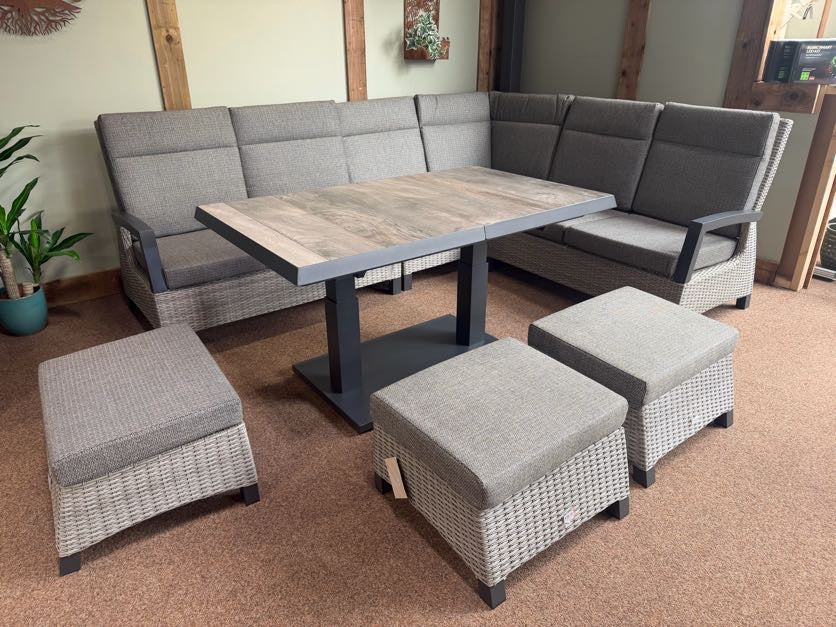 Outdoor Modular Corner with Extending & Height Adjustable Table in Grey | Kendal By Vila - Image 6