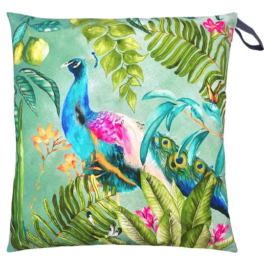 Peacock Large Outdoor Floor Cushion - Multicolour