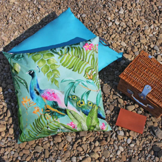 Peacock Large Outdoor Floor Cushion - Multicolour - Image 2