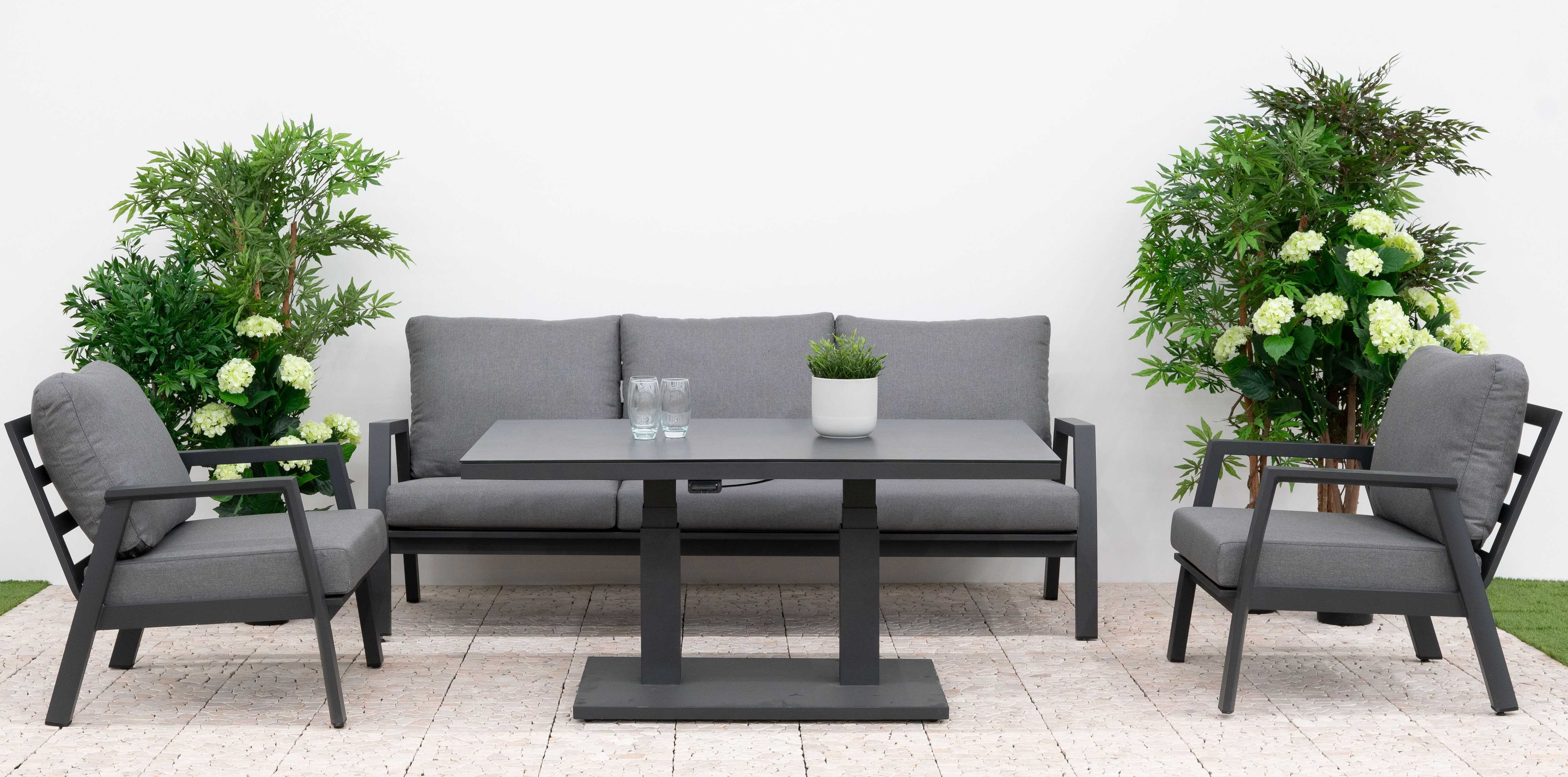 Phoenix Lounge Dining Set with Rectangular Rising Table in Grey | Nova - Image 6