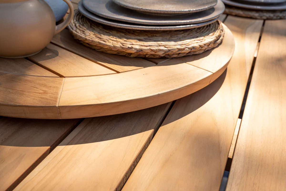 Prado Teak 160cm Round Outdoor Dining Table & Lazy Susan with Metal legs by 4 Seasons Outdoor - Image 4