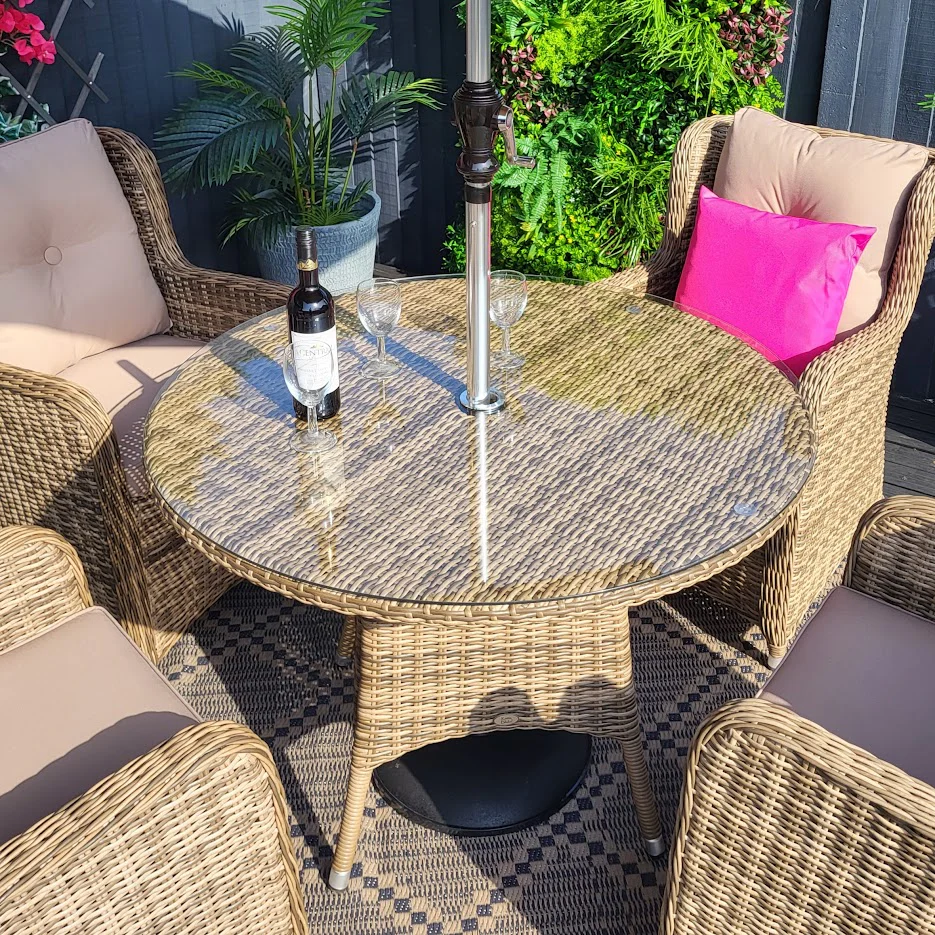 Seville Outdoor Dining 4 Seat in Natural | Katie Blake (Free Cover) - Image 3