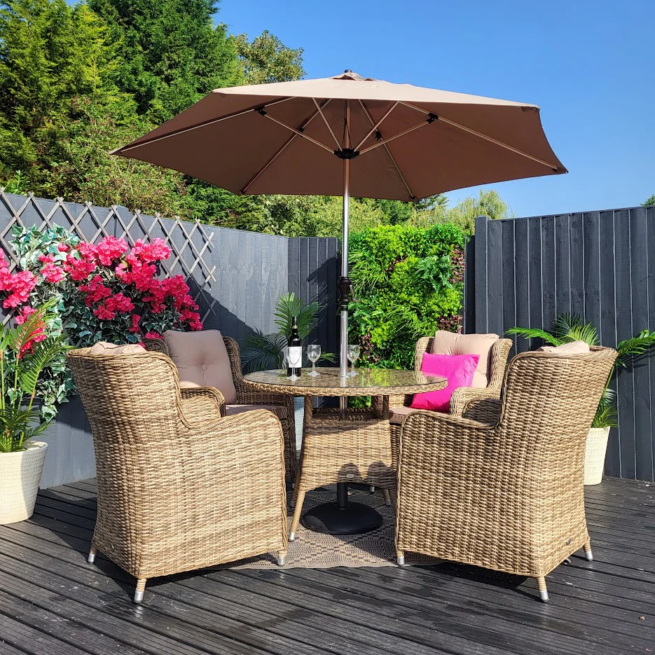 Seville Outdoor Dining 4 Seat in Natural | Katie Blake (Free Cover) - Image 5