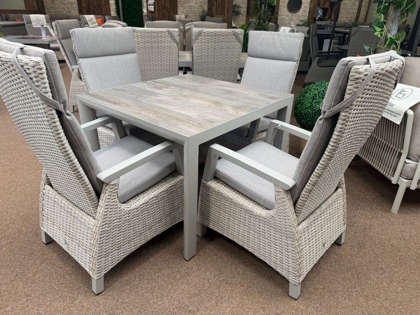Kendal 4 Seat Outdoor Reclining Dining Set All Weather in Natural | Vila - Image 3