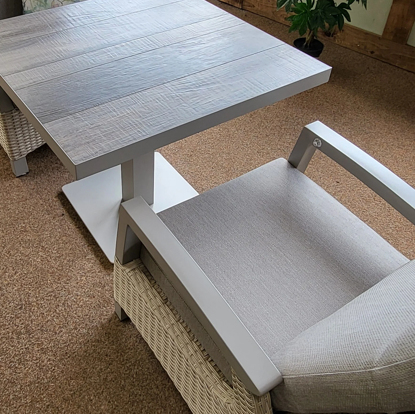Kendal Reclining Outdoor Bistro Set with Square Adjustable Table in Natural | Vila - Image 2