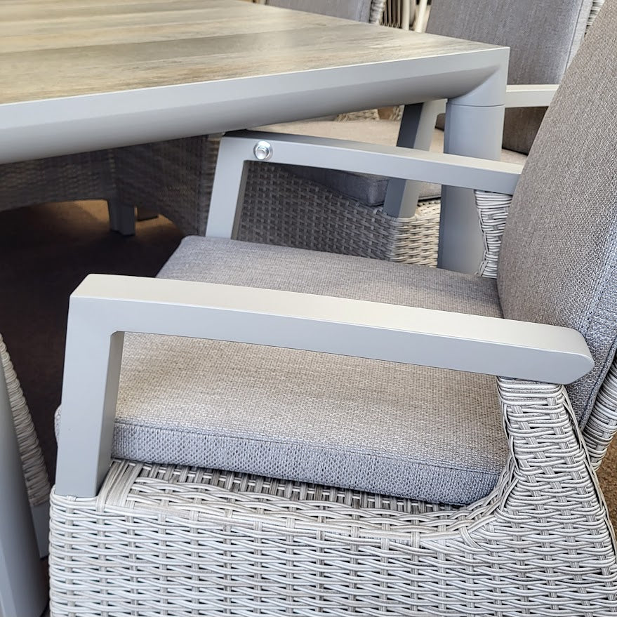 Kendal 6 Seat Outdoor Reclining Dining Set All Weather in Natural | Vila - Image 3