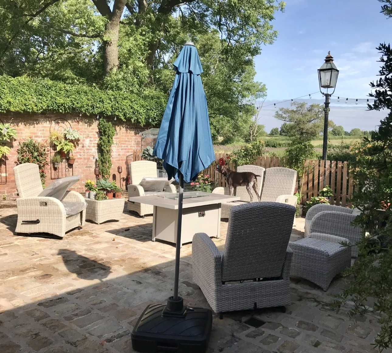Rocking & Reclining Lounge Set with Firepit Table in Natural | Bowness By Vila - Image 5