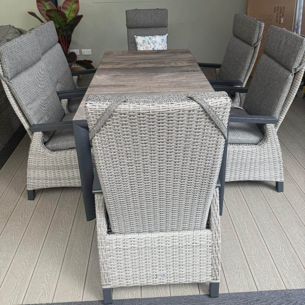 Outdoor Dining 6 Seat Reclining in Grey | Kendal By Vila - Image 3