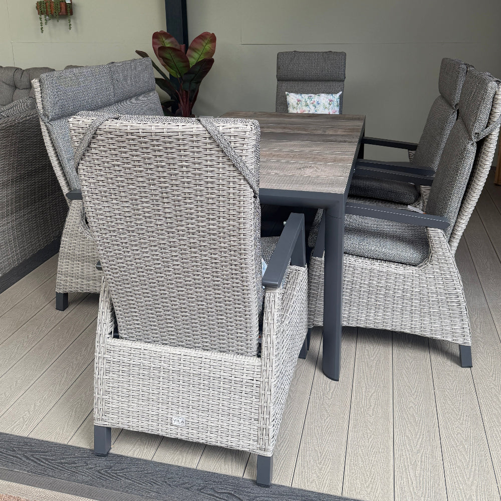 Outdoor Dining 6 Seat Reclining in Grey | Kendal By Vila - Image 4