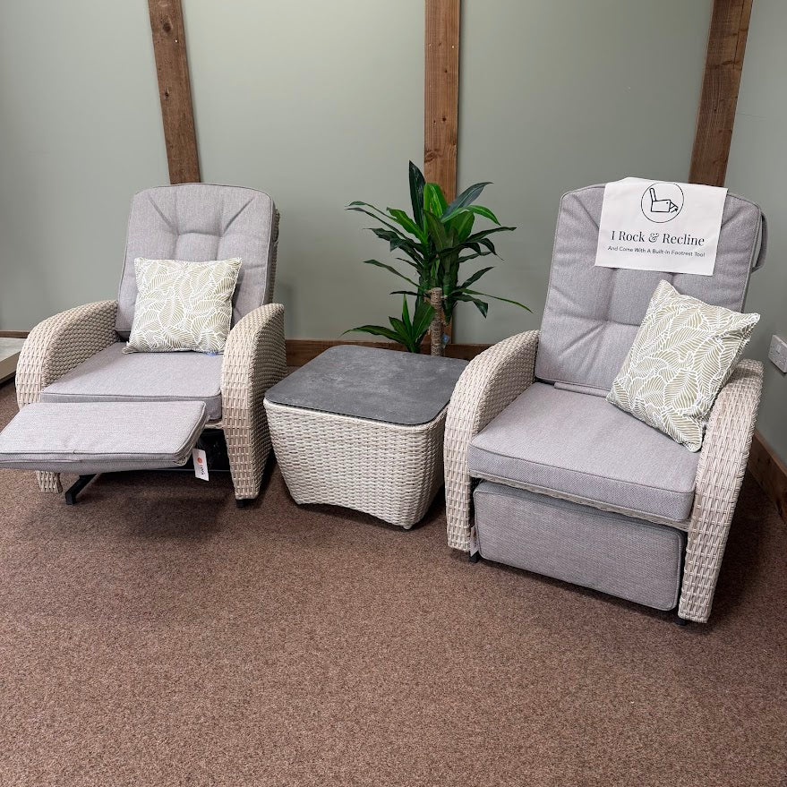 Rocking & Reclining Bistro Set In Natural | Bowness By Vila - Image 3