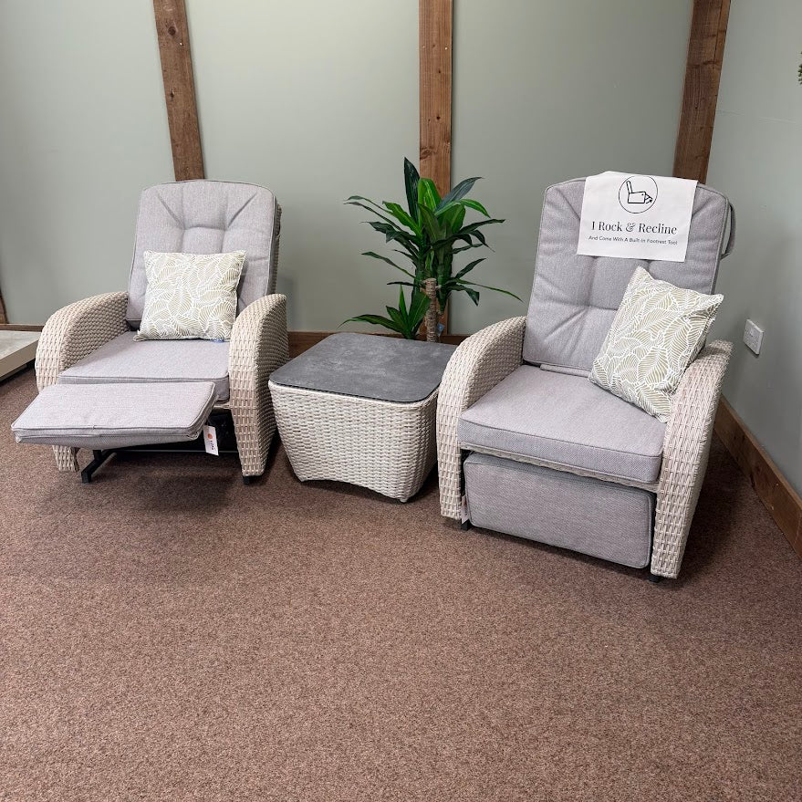 Rocking & Reclining Bistro Set In Natural | Bowness By Vila - Image 4