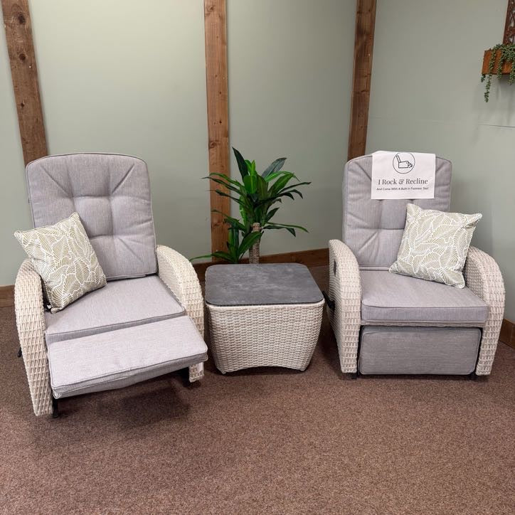 Rocking & Reclining Bistro Set In Natural | Bowness By Vila - Image 5