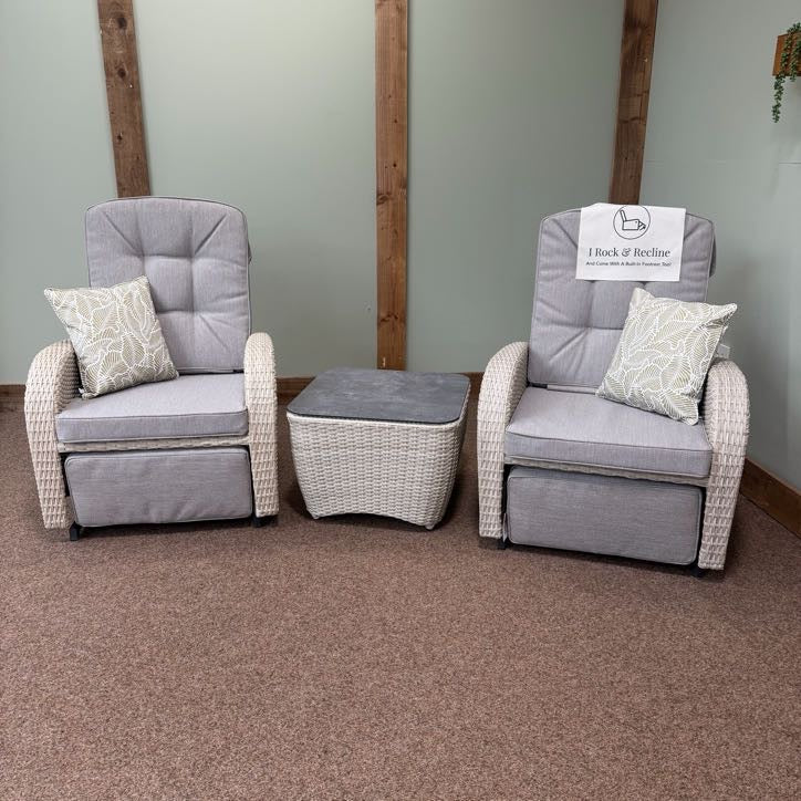 Rocking & Reclining Bistro Set In Natural | Bowness By Vila - Image 6