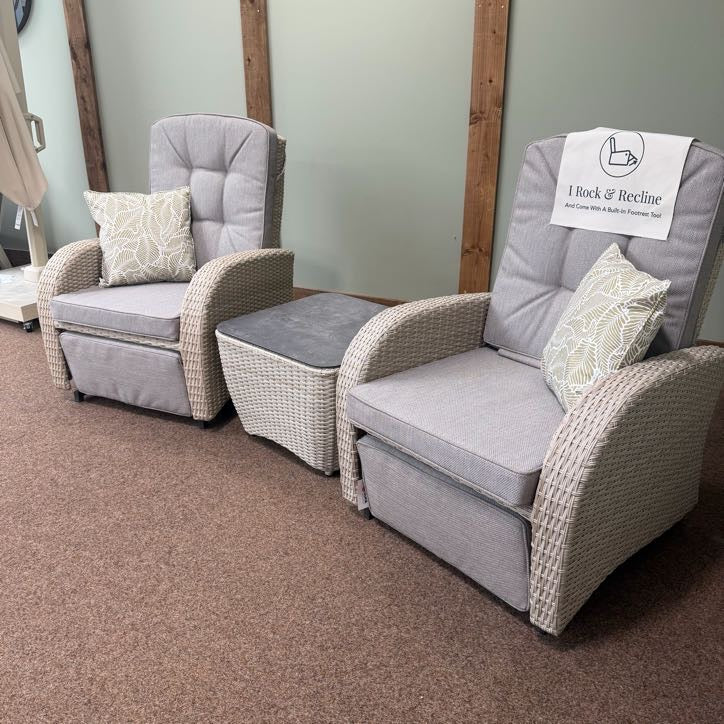 Rocking & Reclining Bistro Set In Natural | Bowness By Vila - Image 7