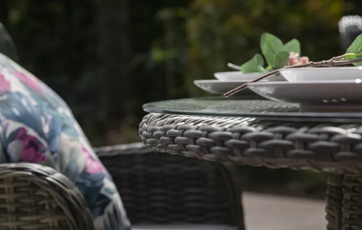 Seville 6 Seat Dining Round Fire Pit Set in Grey | Katie Blake (Free Cover) - Image 4