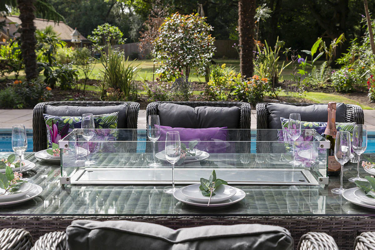 Seville 8 Seat Outdoor Firepit Dining Set Grey | Katie Blake - (free cover) - Image 3