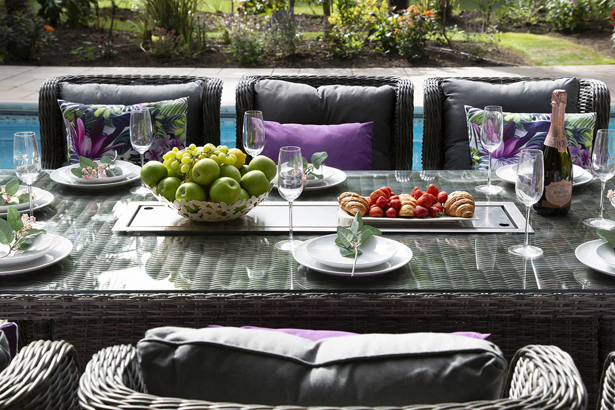 Seville 8 Seat Outdoor Firepit Dining Set Grey | Katie Blake - (free cover) - Image 4
