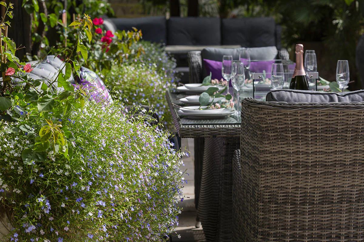 Seville 8 Seat Outdoor Firepit Dining Set Grey | Katie Blake - (free cover) - Image 5