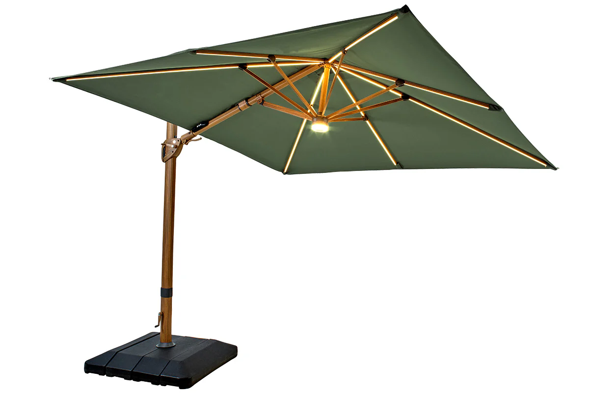 Seychelles Cantilever 3m Square with Bluetooth Speaker In Juniper | Hartman