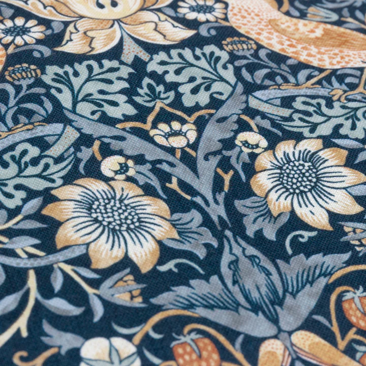 Strawberry Thief Piped Outdoor Cushion Indigo - Morris & Co - Image 2