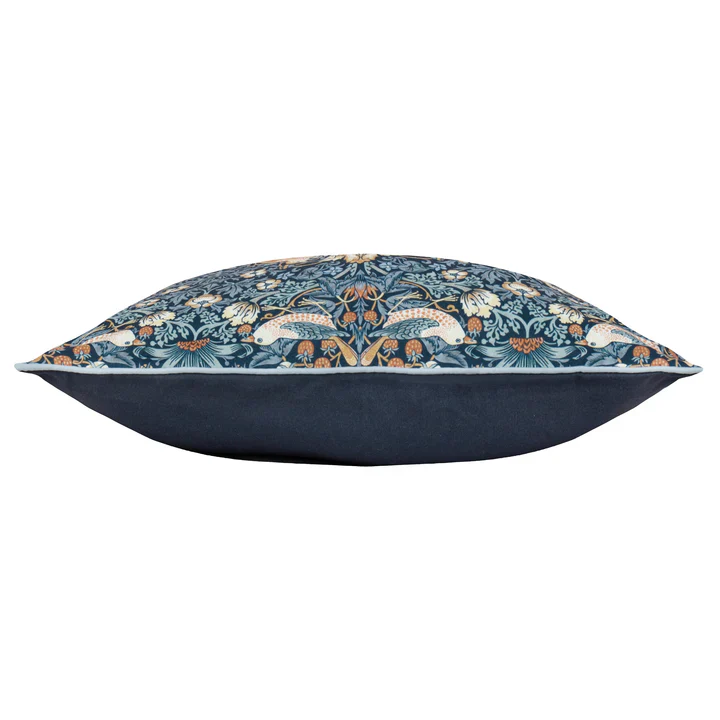 Strawberry Thief Piped Outdoor Cushion Indigo - Morris & Co - Image 3