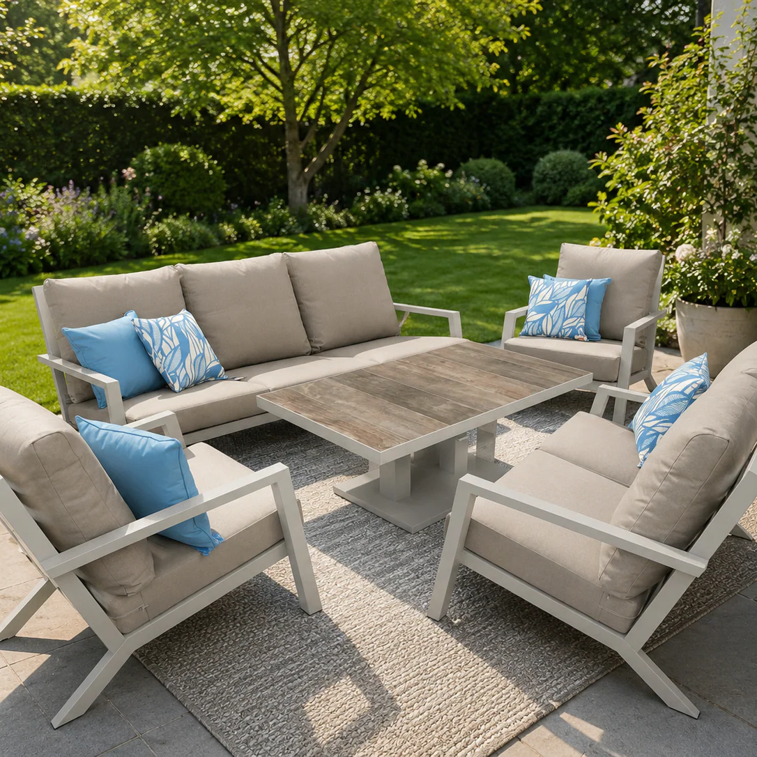 Triton Outdoor Sofa Set with Raising Table - Natural | Vila
